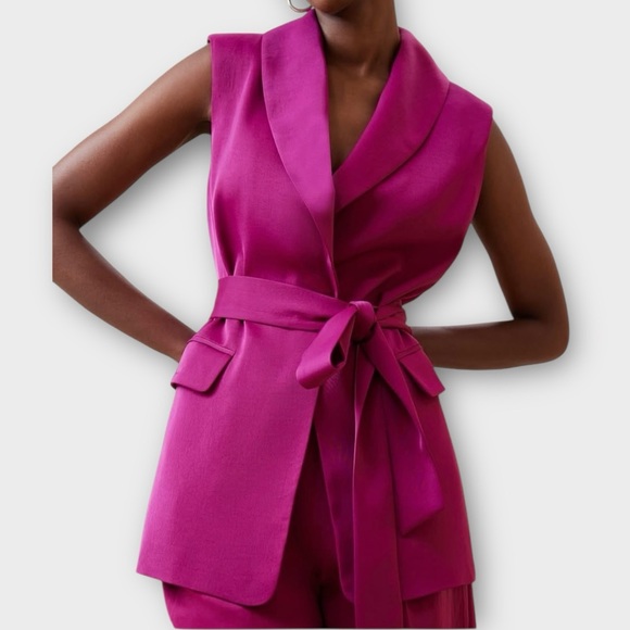 Banana Republic Jackets & Blazers - NEW Banana Republic Sleeveless Blazer Jacket Vest Top Sz 8 Berry Fuchsia Belted